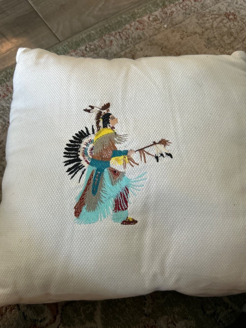 Embroidered Natuve American Pillow - Handmade